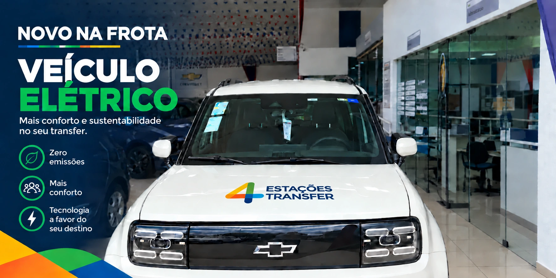 Novo veículo elétrico da frota da 4 Estações Transfer, com mais conforto e sustentabilidade